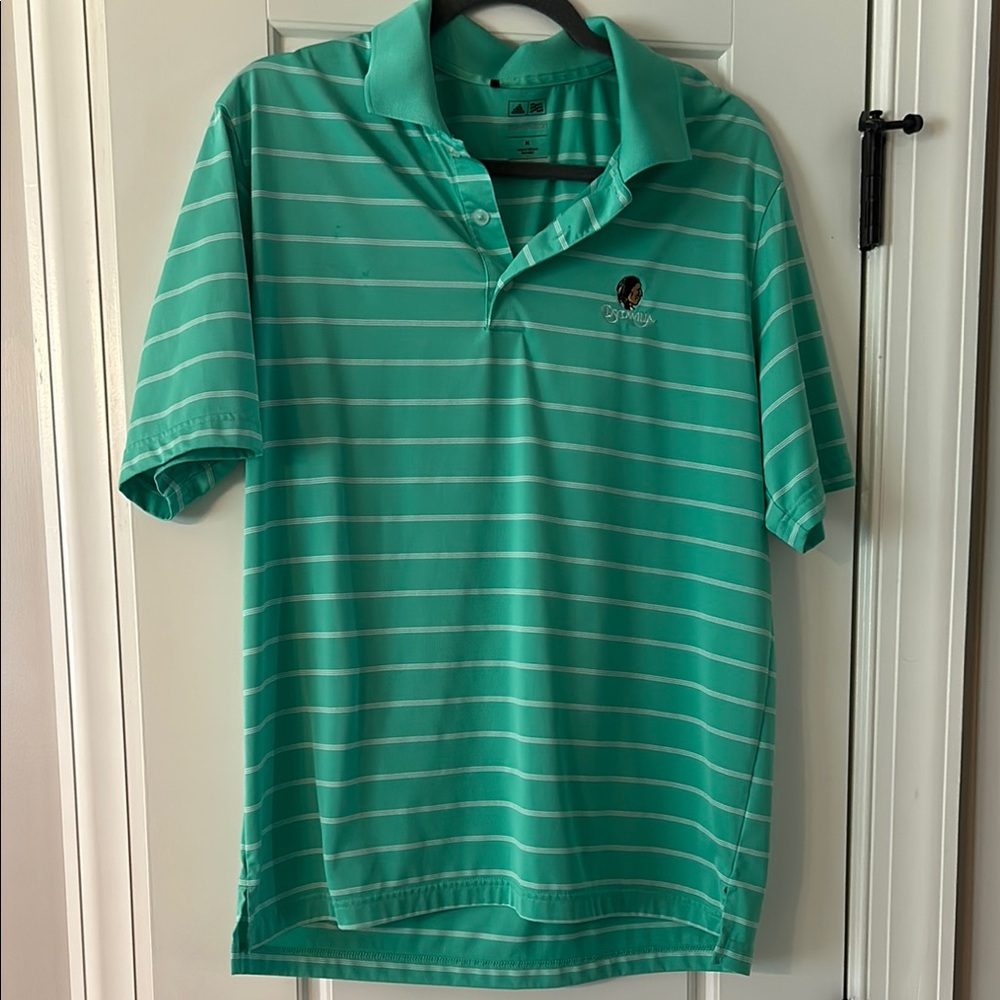 Men’s Adidas Green Striped Polo Shirt